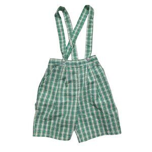 Vintage 90s Kelly's Kids Boys 5 Green White Shortall Romper Seersucker Holiday